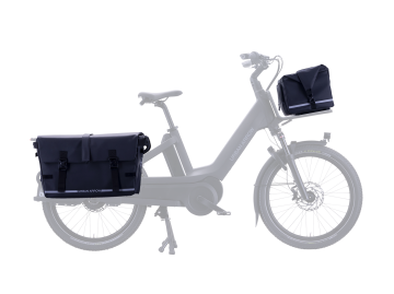 Breeze fietstas combiset met grote cargo achtertas en MIK-voordrager tas op de Urban Arrow Breeze