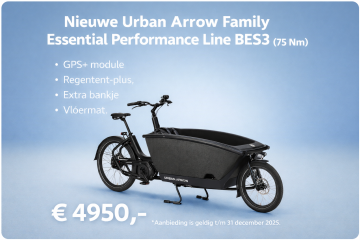 Urban Arrow Family Essential Performance Line BES3 met 75 Nm motor, inclusief actiepakket.